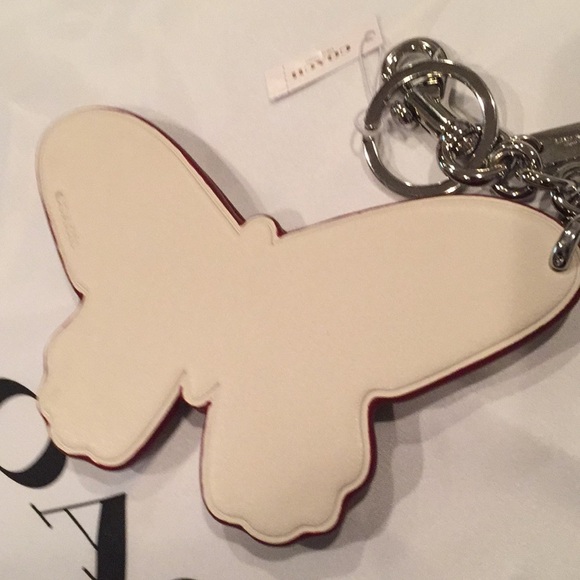 ✨NEW✨COACH Large Studded Leather Butterfly Bag Charm - Chalk/Silver - Picture 13 of 13